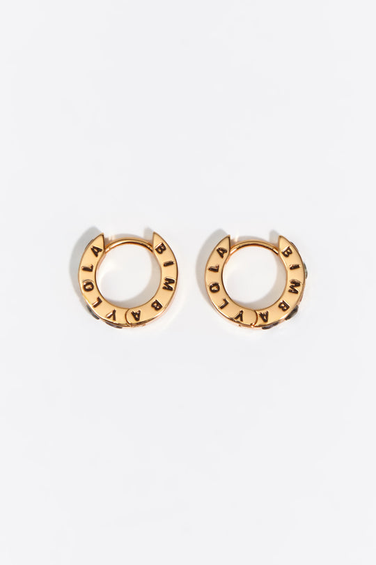 Small multicolor crystals heart logo hoop earrings