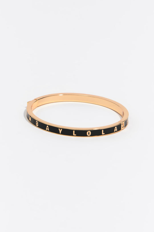 Black rigid logo bracelet