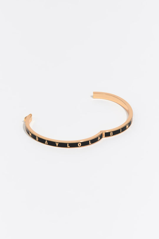 Black rigid logo bracelet