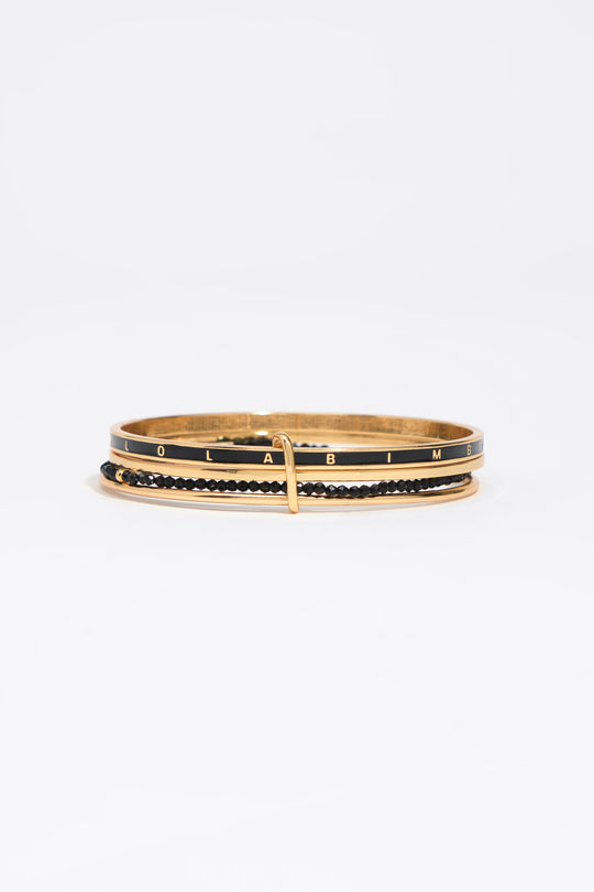 Bracelet with gold metal bands