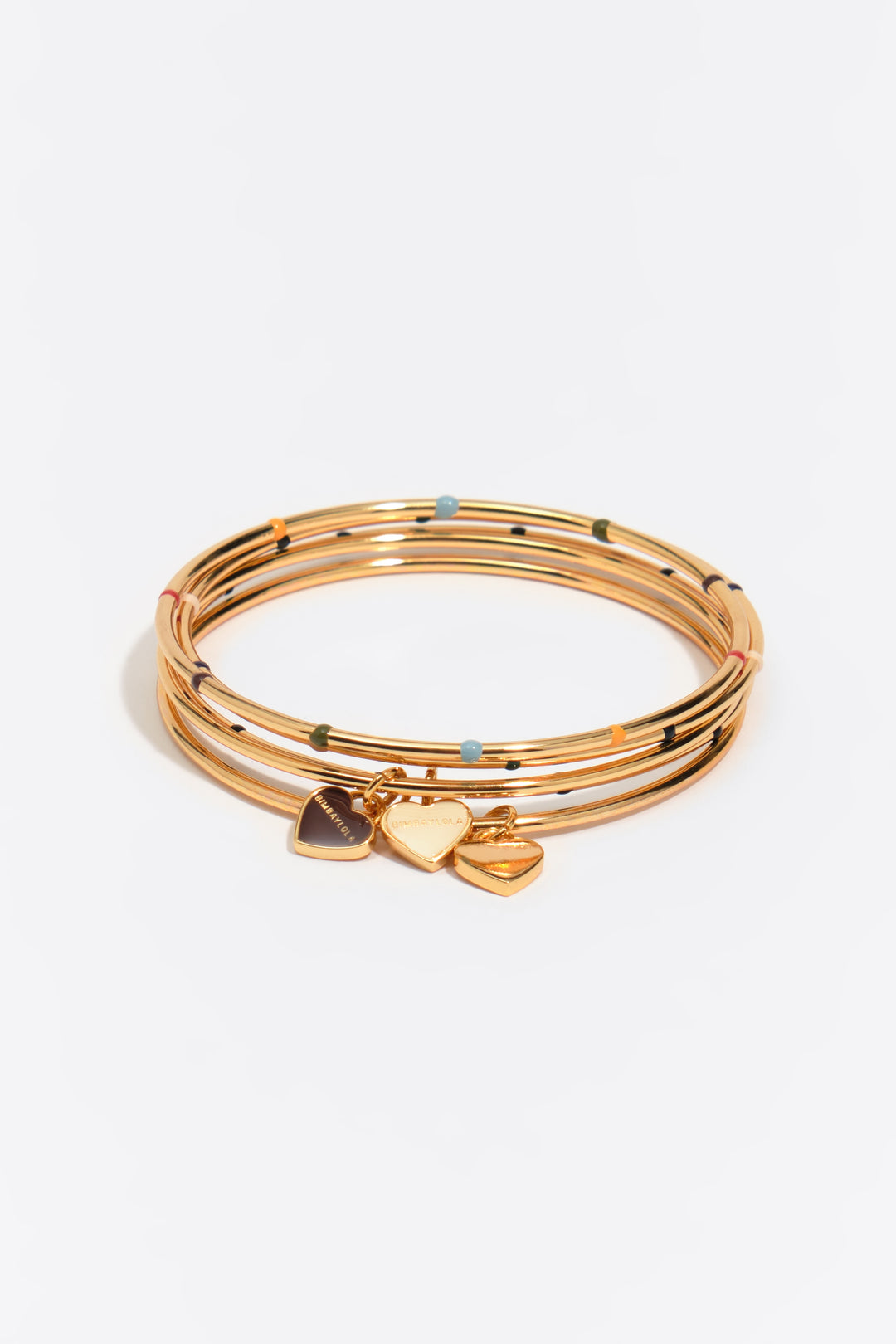 Set of 5 bracelets with multicolor enamel hearts logo