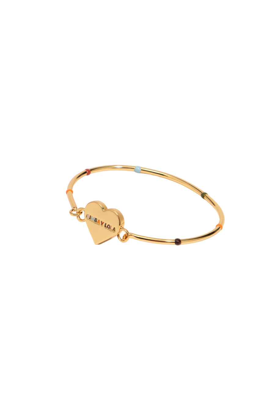 Multicolored heart logo rigid bracelet