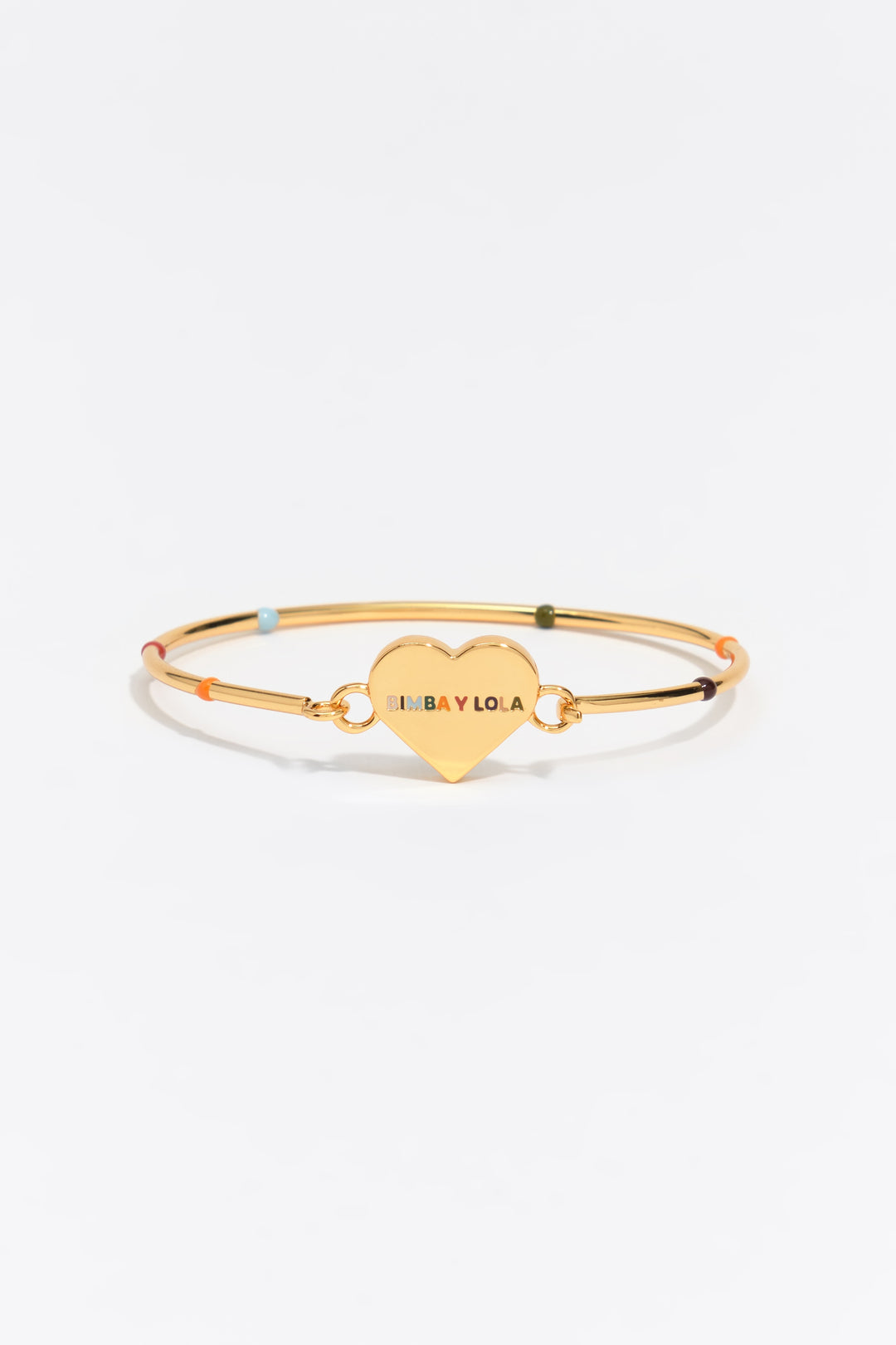 Multicolored heart logo rigid bracelet