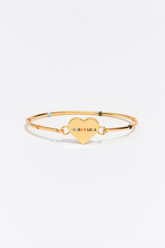 Multicolored heart logo rigid bracelet