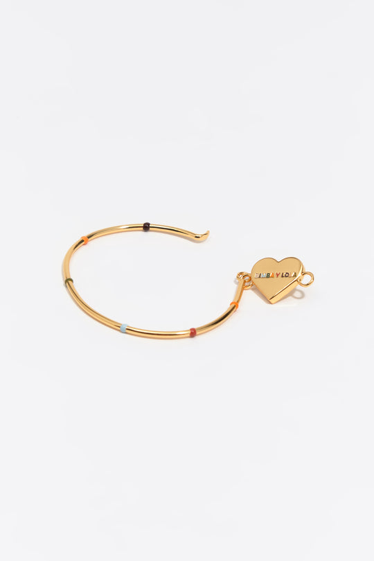 Multicolored heart logo rigid bracelet