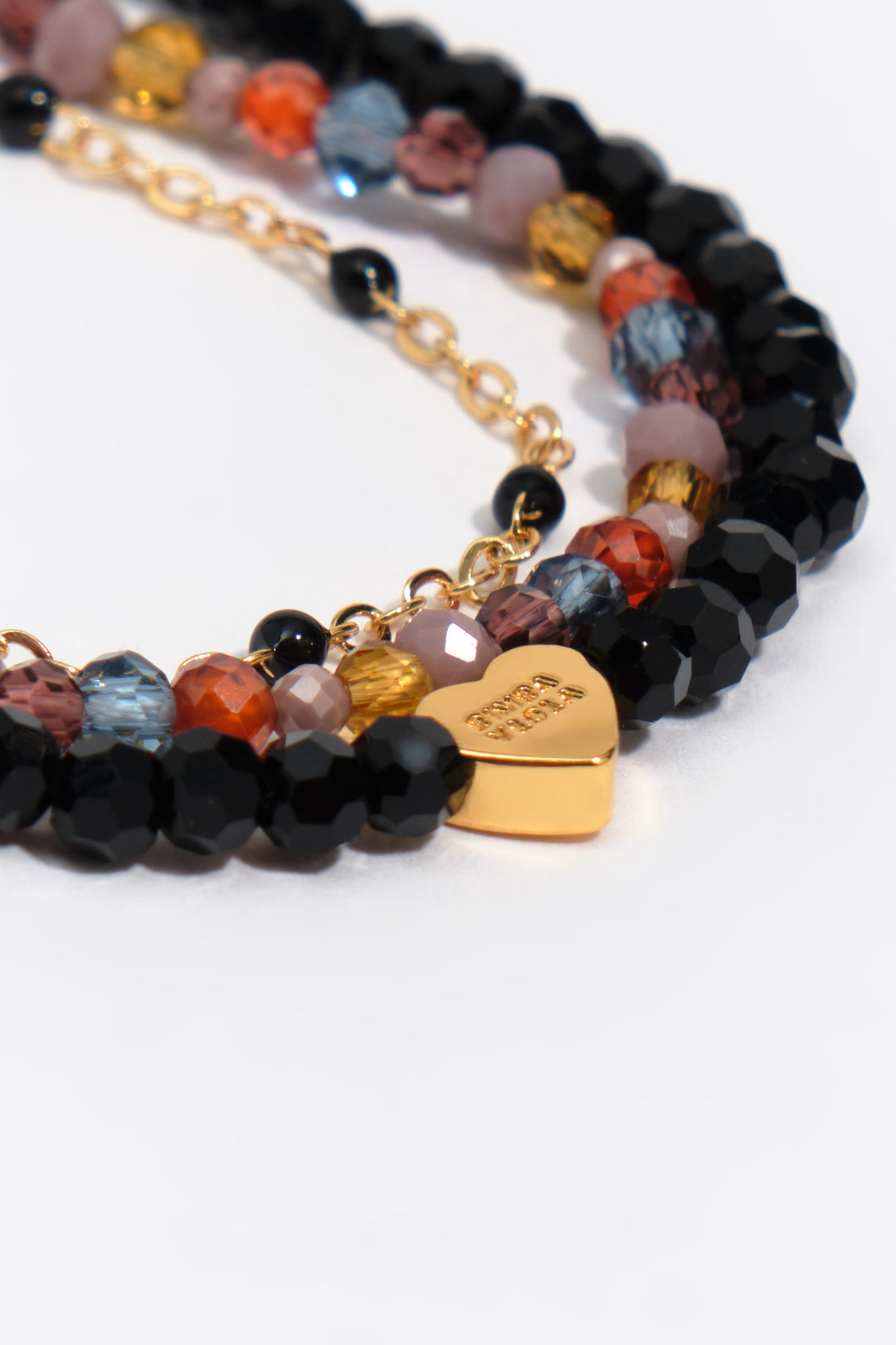 Triple chain bracelet with stones and crystals