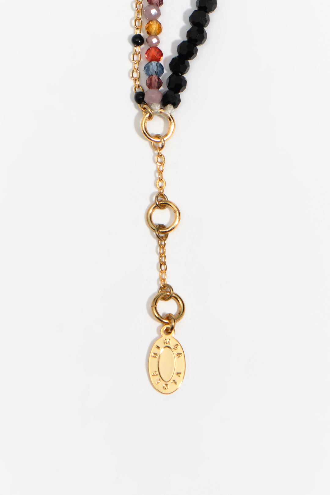 Triple chain bracelet with stones and crystals