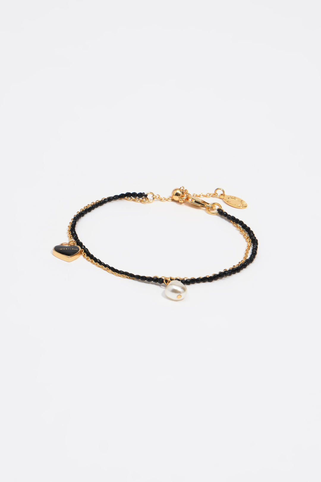 Black heart logo double chain bracelet