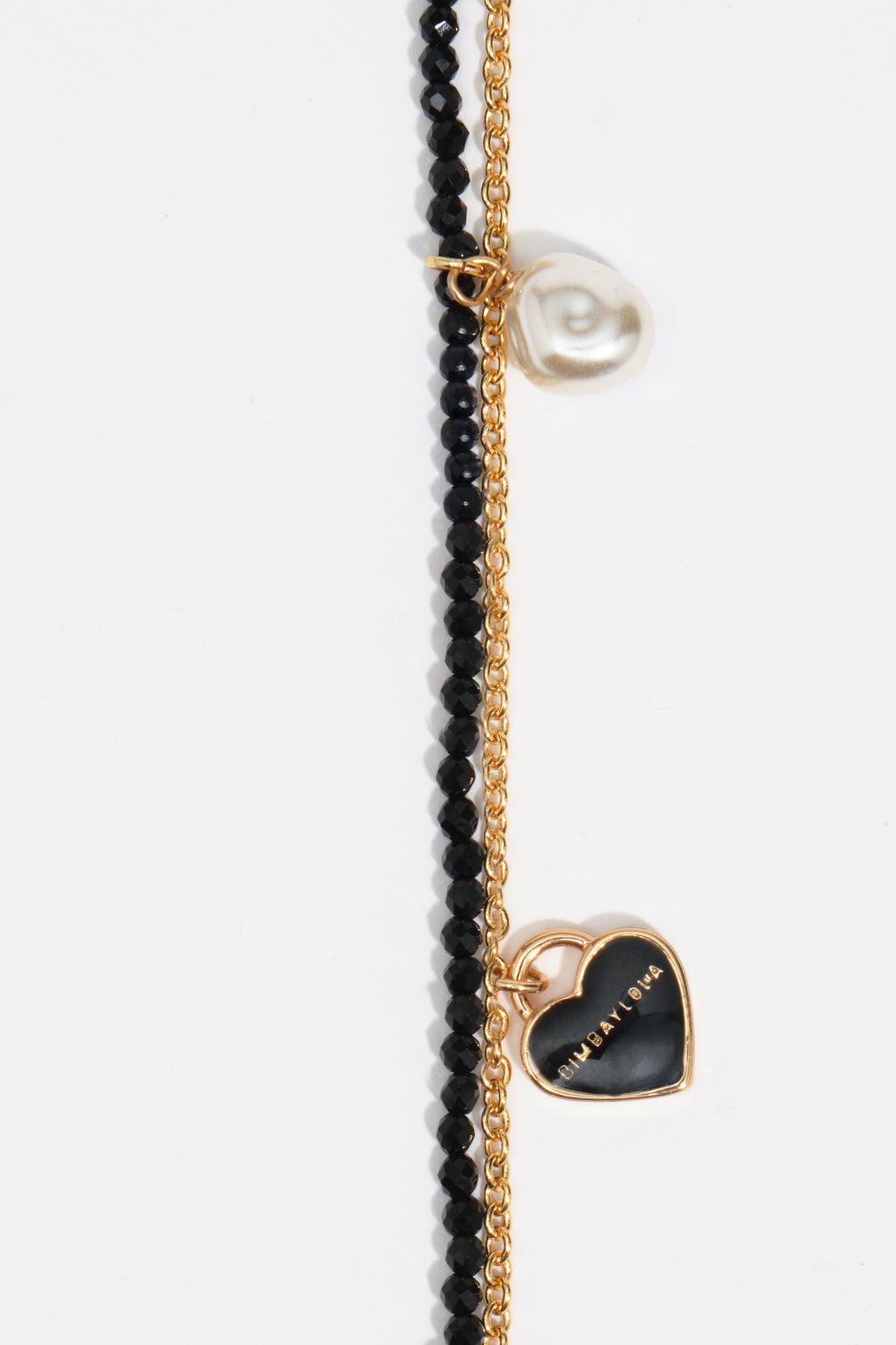 Black heart logo double chain bracelet