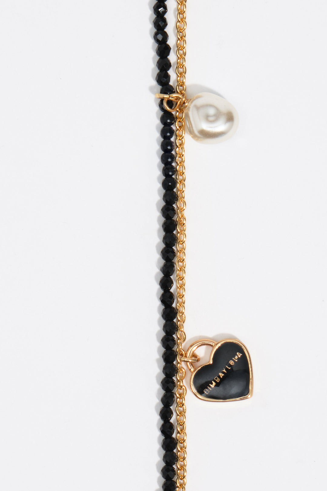 Black heart logo double chain bracelet