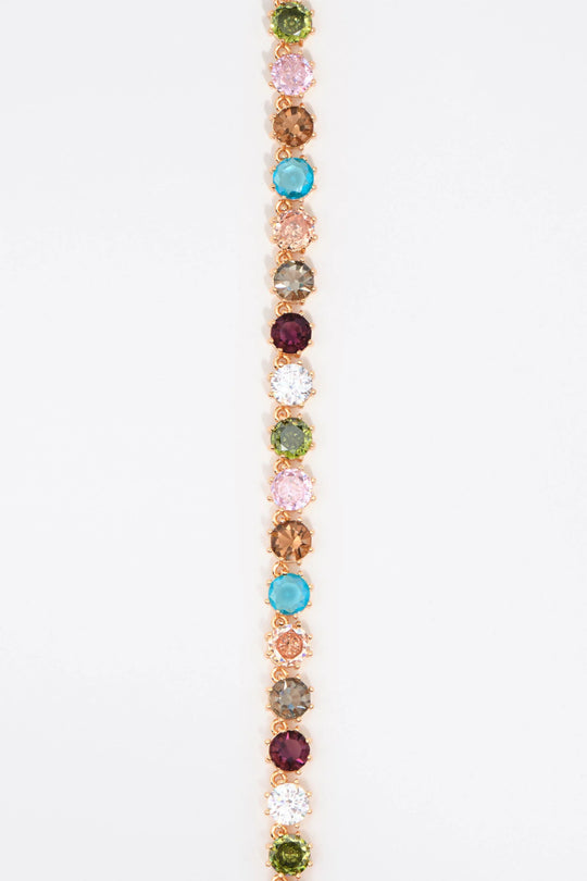 Multicolor crystals and pearl necklace