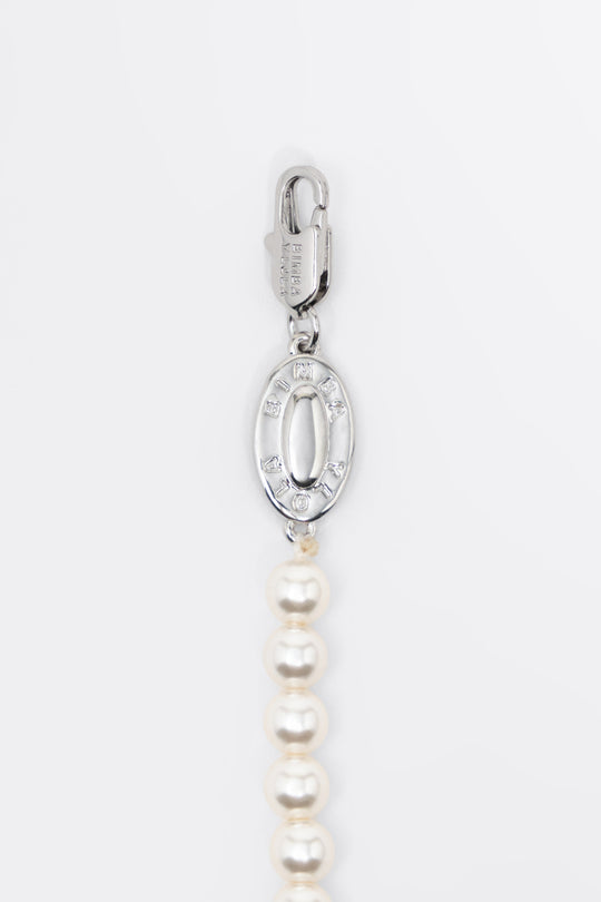 Pearls and crystals silver heart necklace