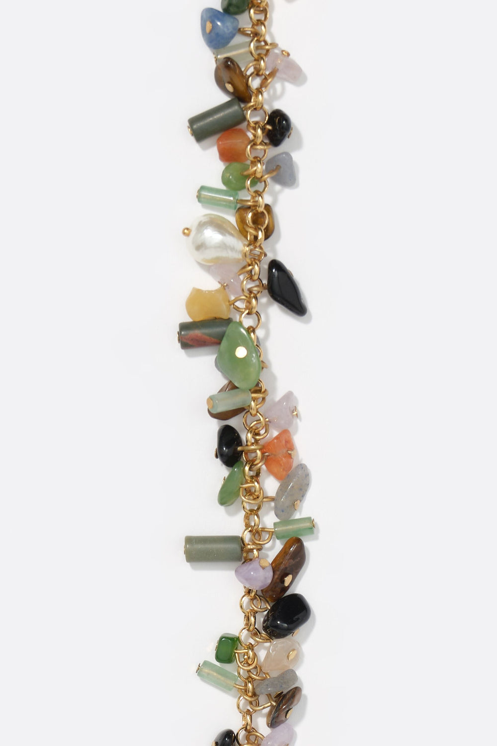 Multi-stone necklace with aged gold chain