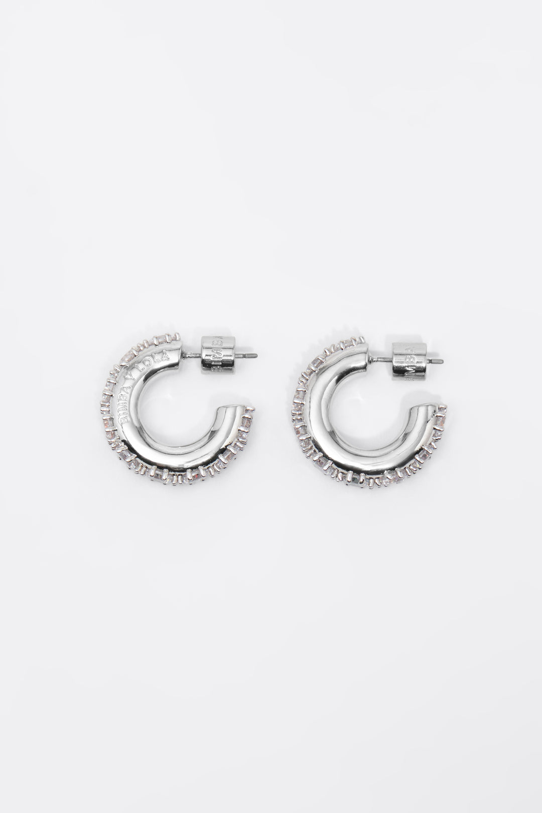Silver crystals hoop earrings