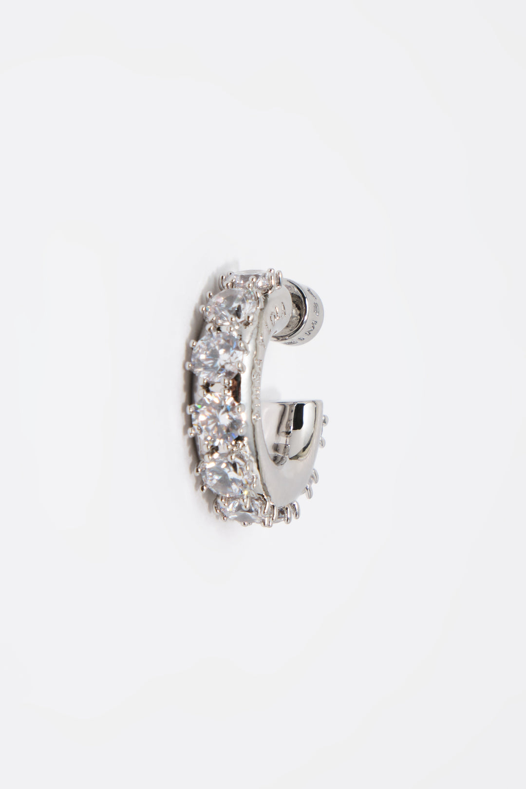 Silver crystals hoop earrings