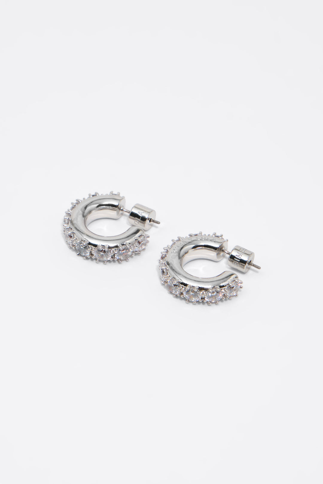 Silver crystals hoop earrings