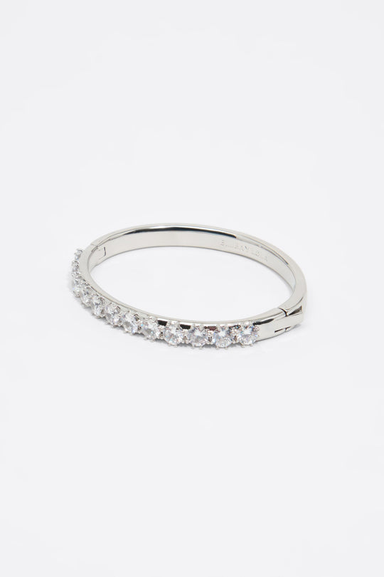 Silver crystals rigid bracelet