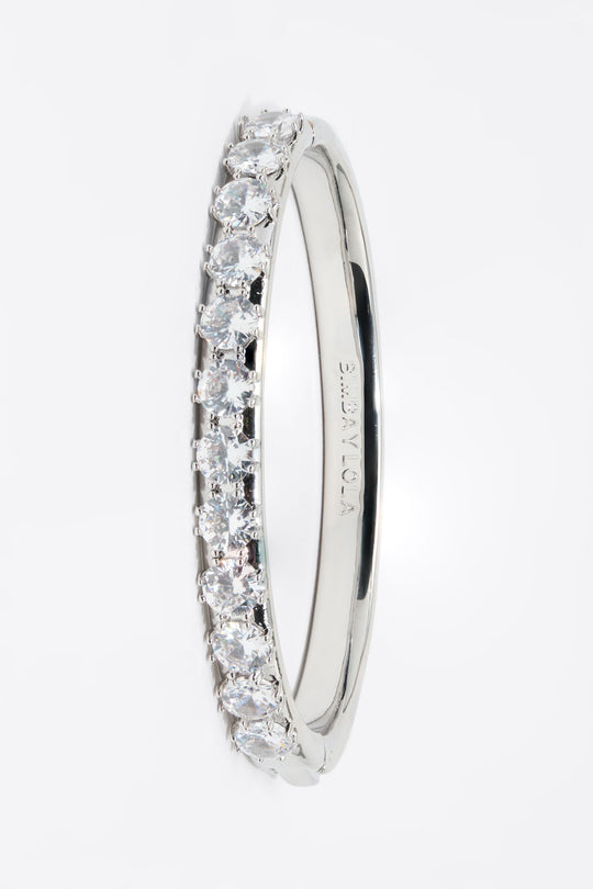 Silver crystals rigid bracelet