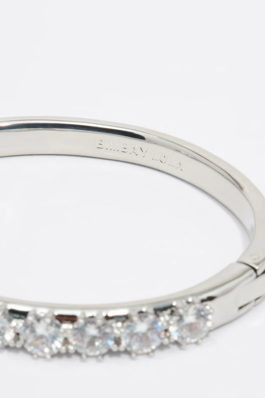 Silver crystals rigid bracelet