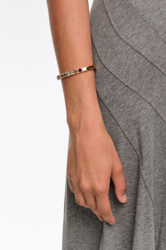 Rigid multicolor crystals bracelet