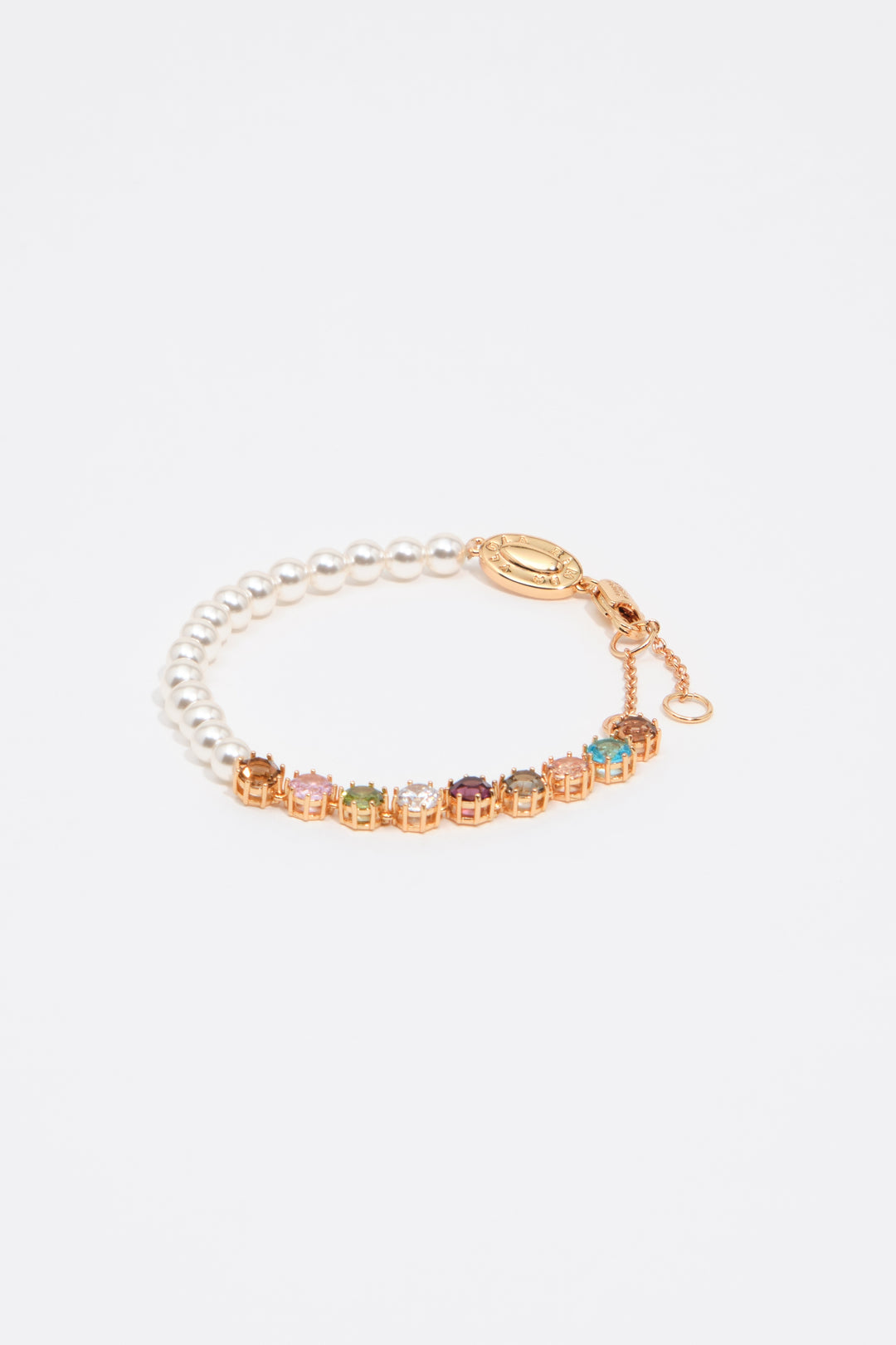Multicolor crystals and pearls bracelet