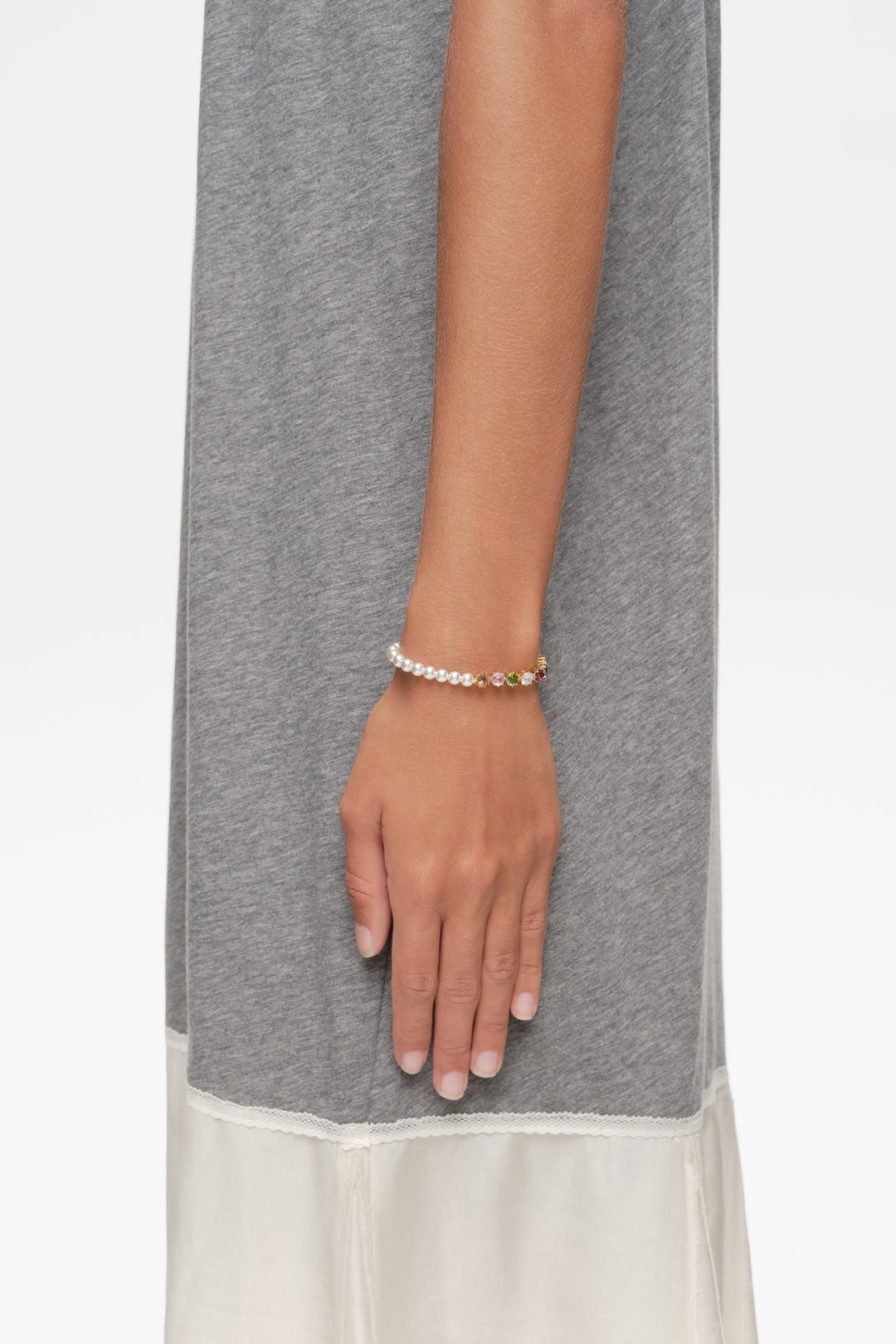 Multicolor crystals and pearls bracelet