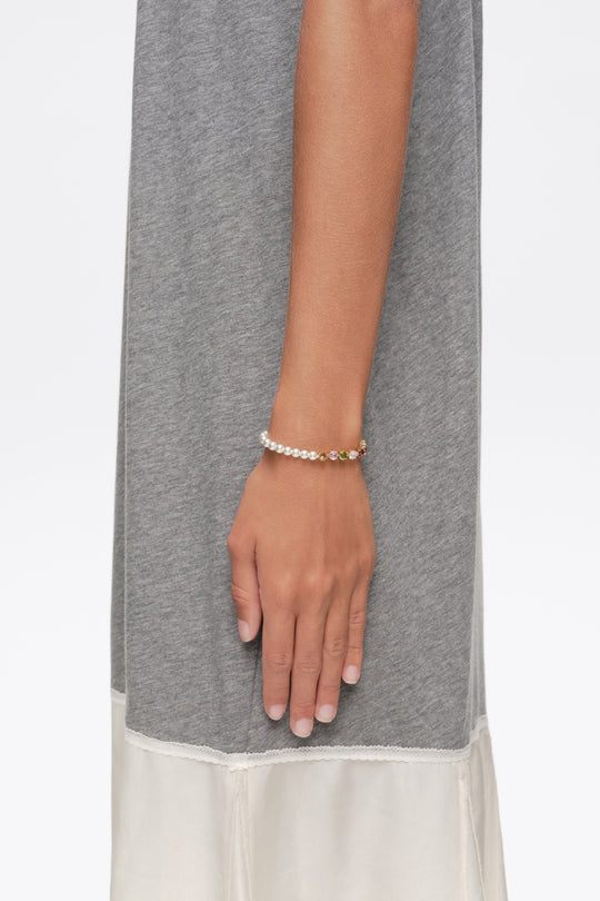 Multicolor crystals and pearls bracelet