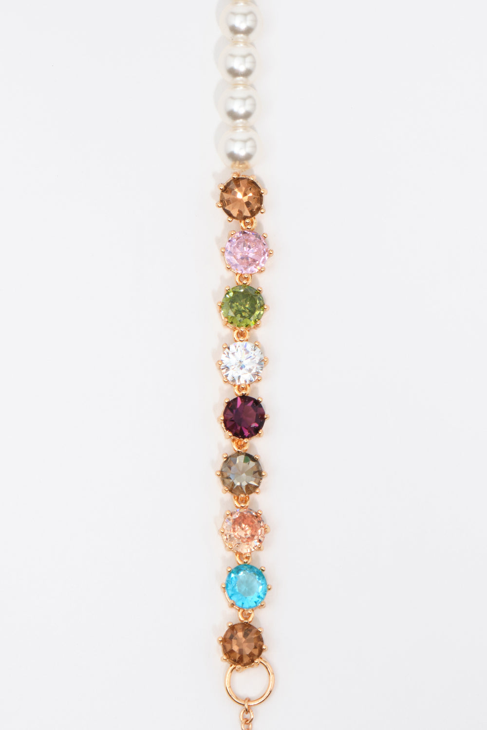 Multicolor crystals and pearls bracelet