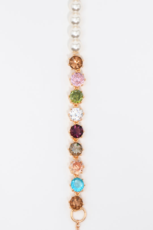 Multicolor crystals and pearls bracelet