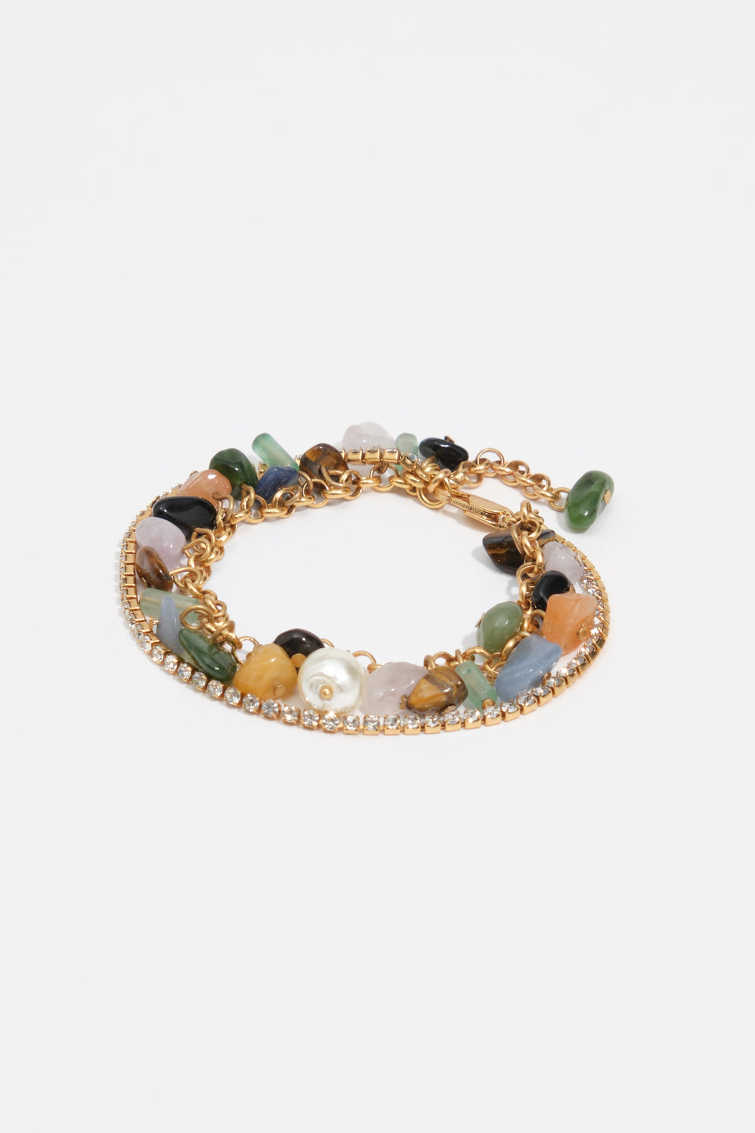 Multipstone bracelet crystals aged gold chain