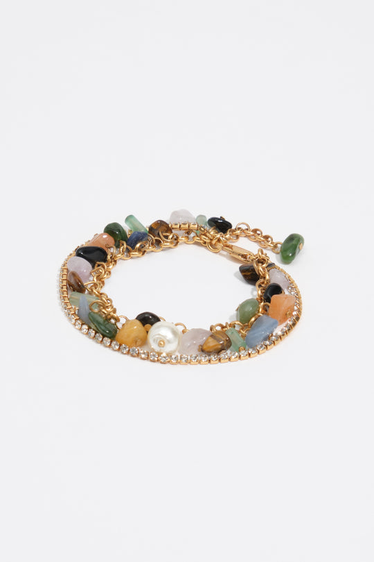 Multipstone bracelet crystals aged gold chain