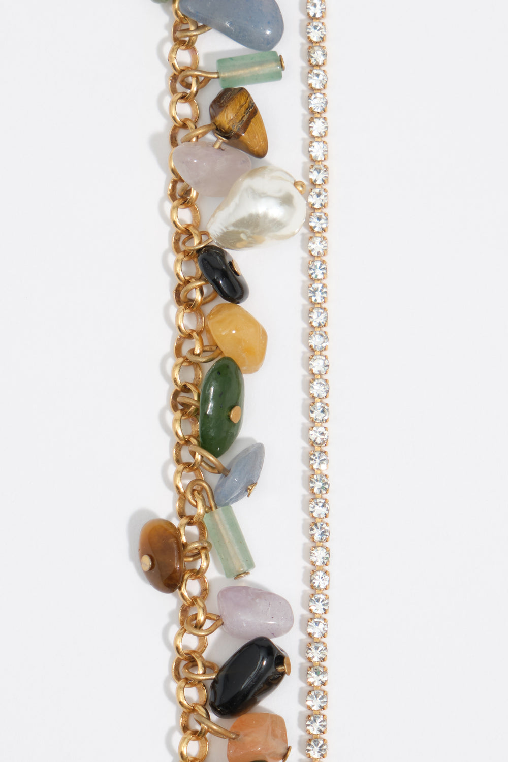 Multipstone bracelet crystals aged gold chain