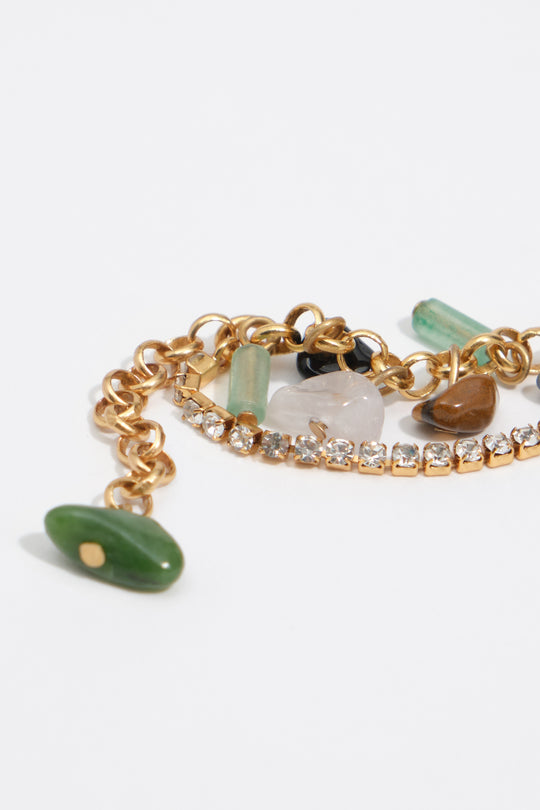 Multipstone bracelet crystals aged gold chain