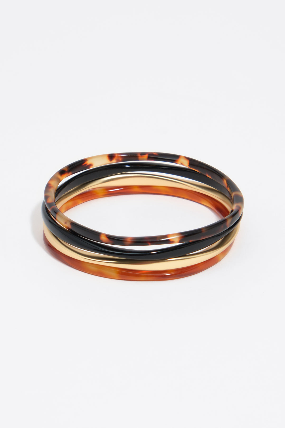 Set of 4 matte gold tortoiseshell-effect bracelets