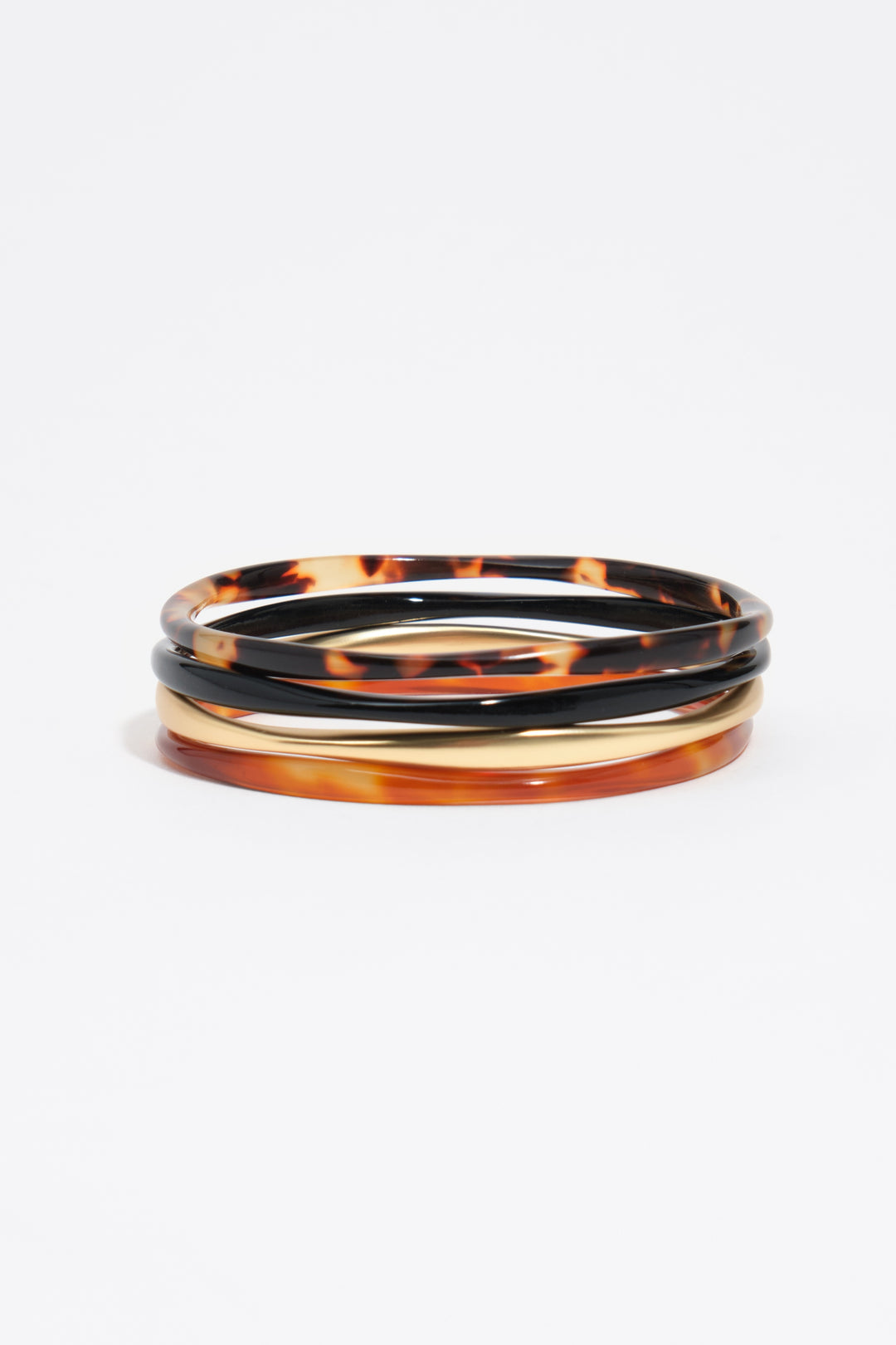 Set of 4 matte gold tortoiseshell-effect bracelets