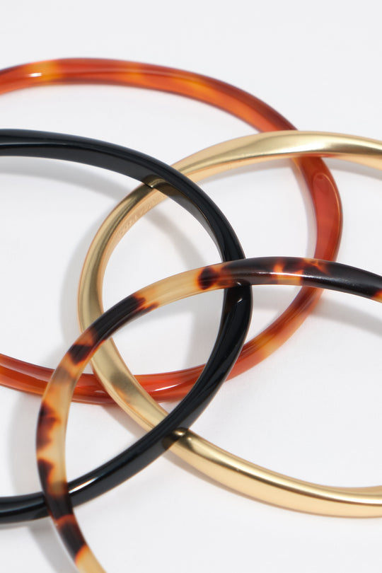 Set of 4 matte gold tortoiseshell-effect bracelets