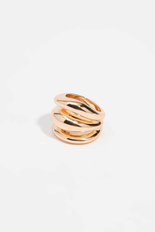 Gold irregular three-band ring