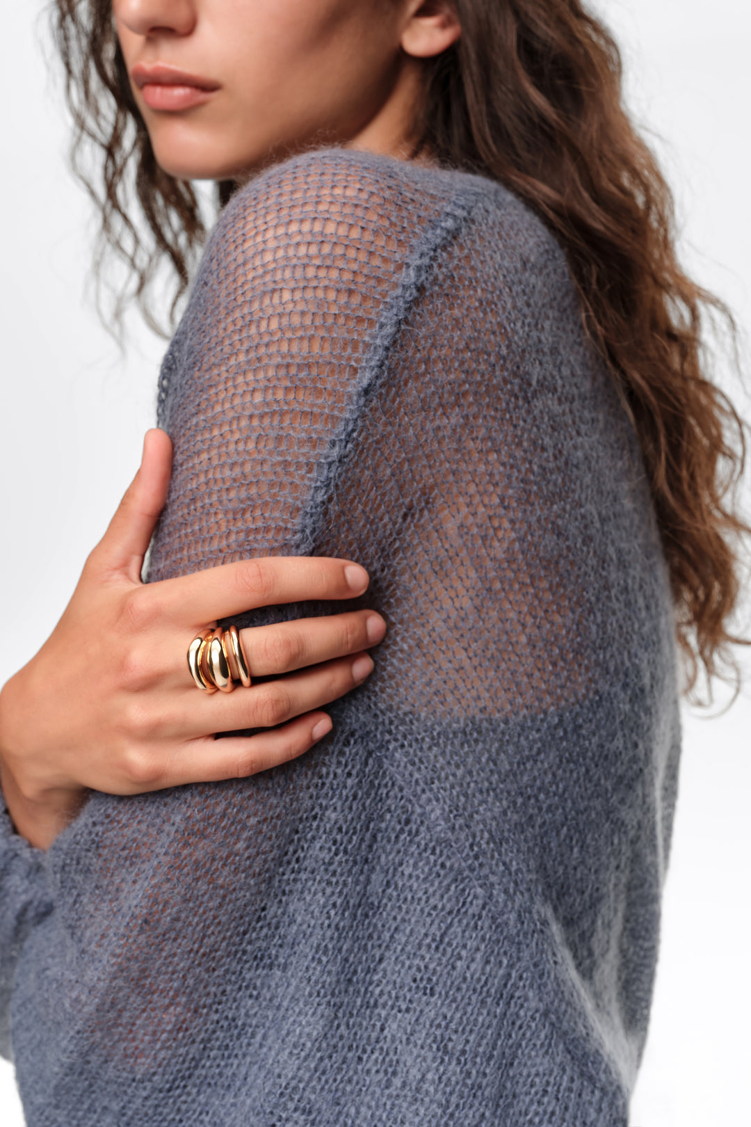 Gold irregular three-band ring