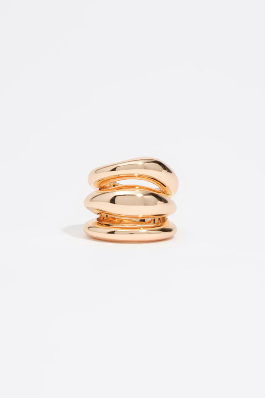 Gold irregular three-band ring
