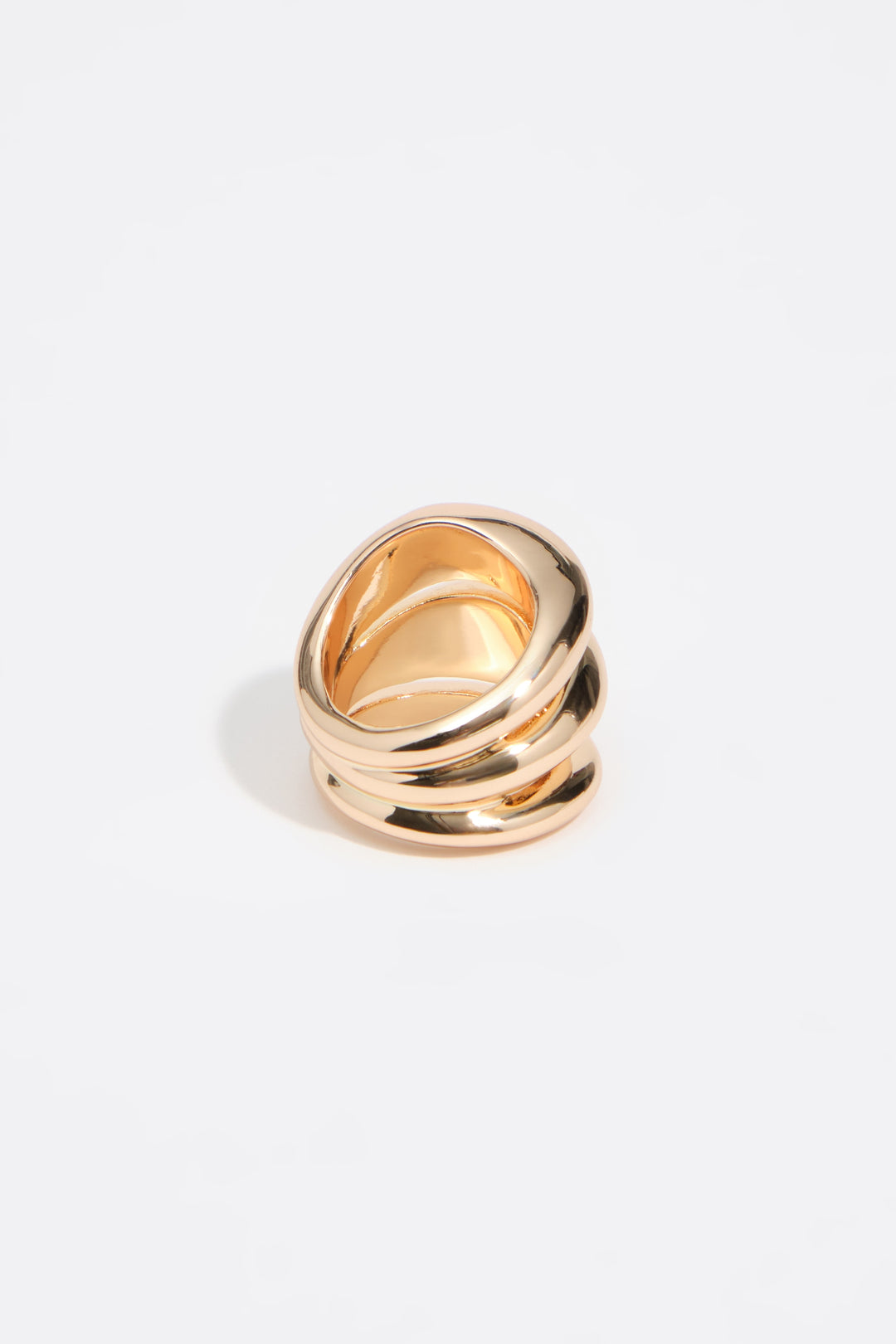 Gold irregular three-band ring