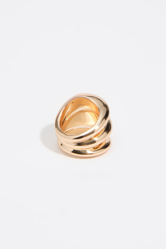 Gold irregular three-band ring