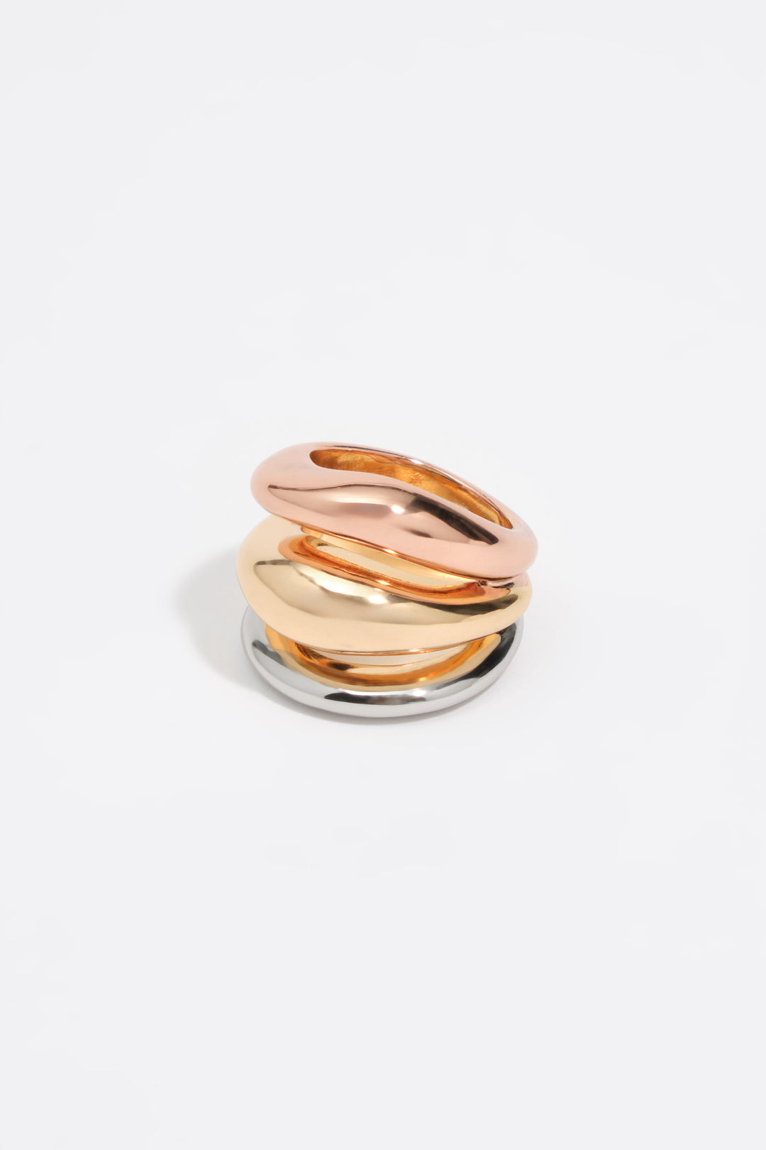 Multi-gold irregular three-band ring
