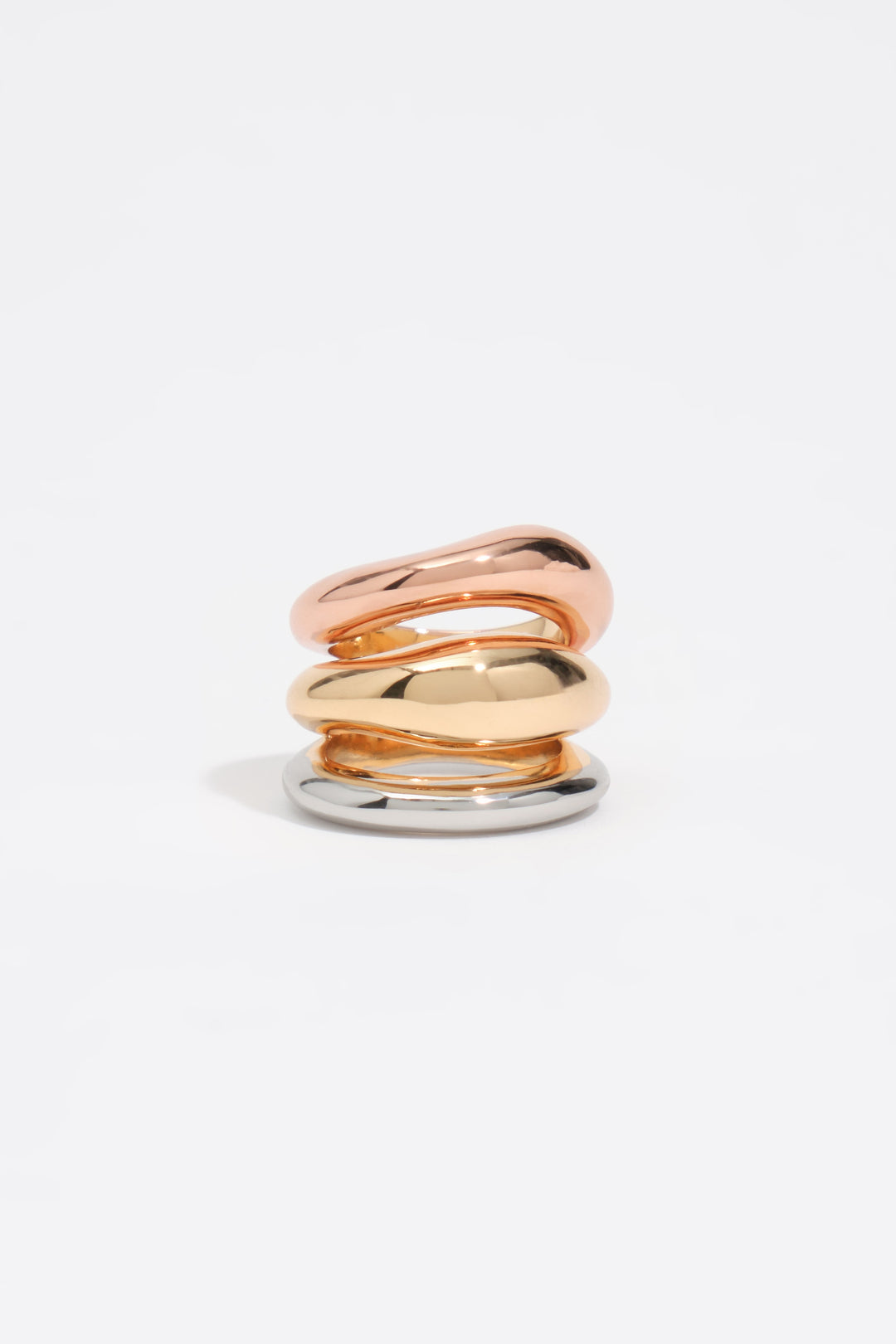 Multi-gold irregular three-band ring