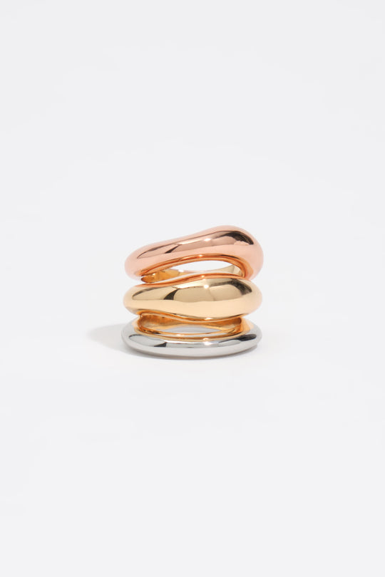 Multi-gold irregular three-band ring