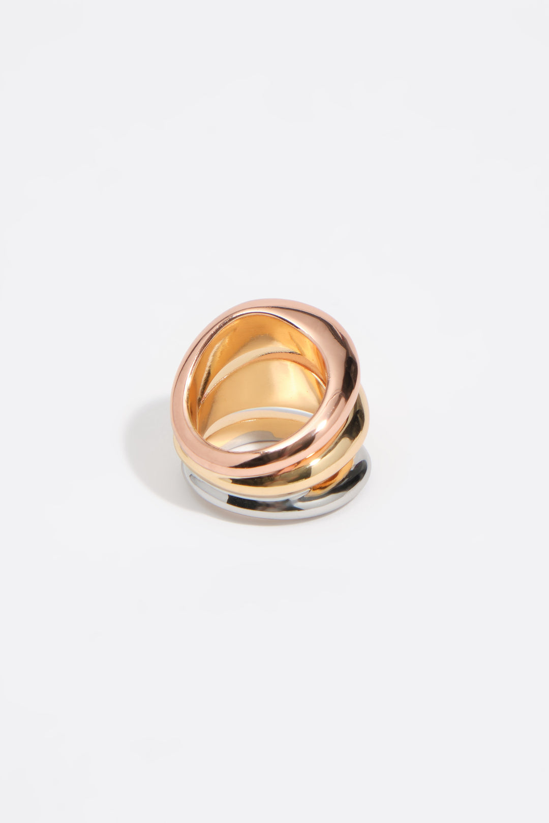 Multi-gold irregular three-band ring