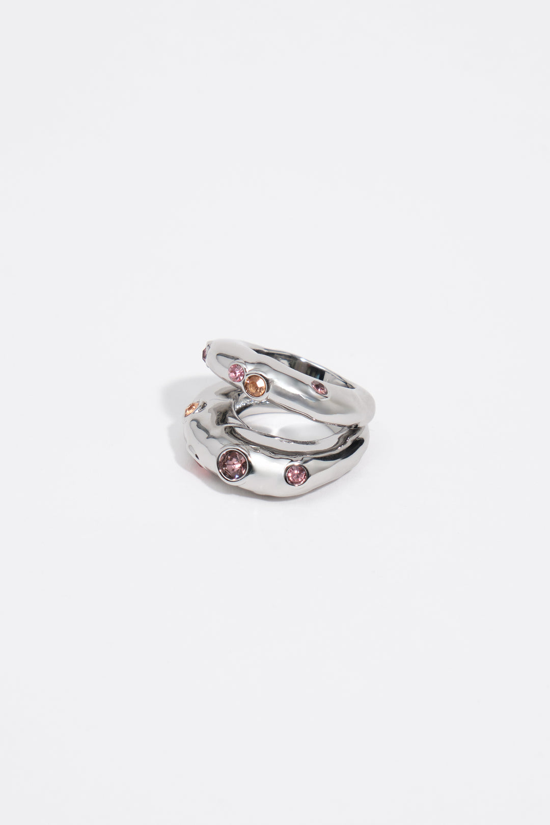 Pink crystals textured ring