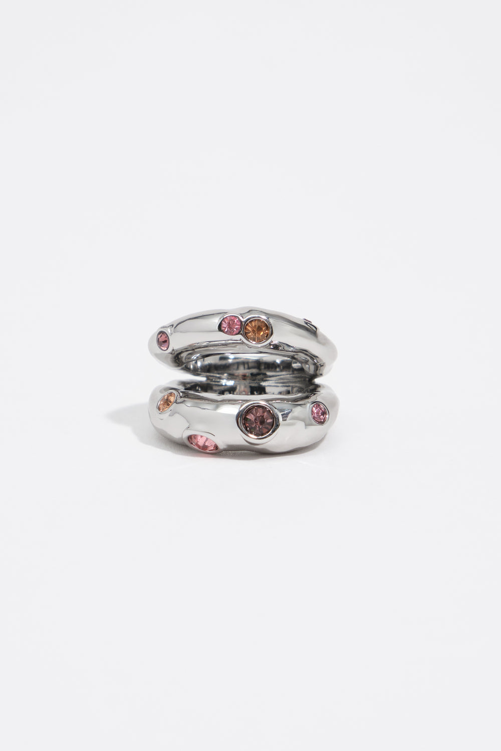 Pink crystals textured ring
