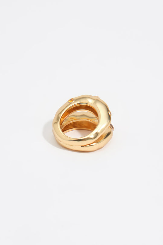 Topaz crystals textured ring