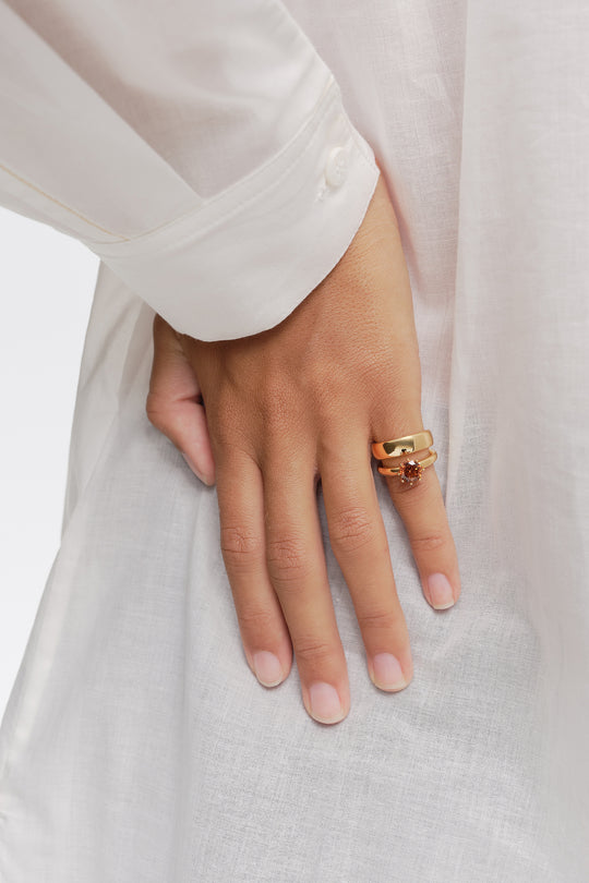 Topaz crystal pinky ring