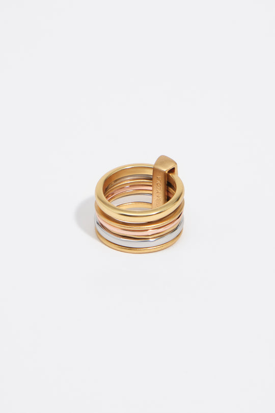 Aged multi-gold band ring